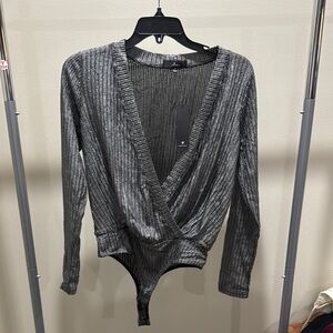 Lulu’s Metallic Silver Bodysuit